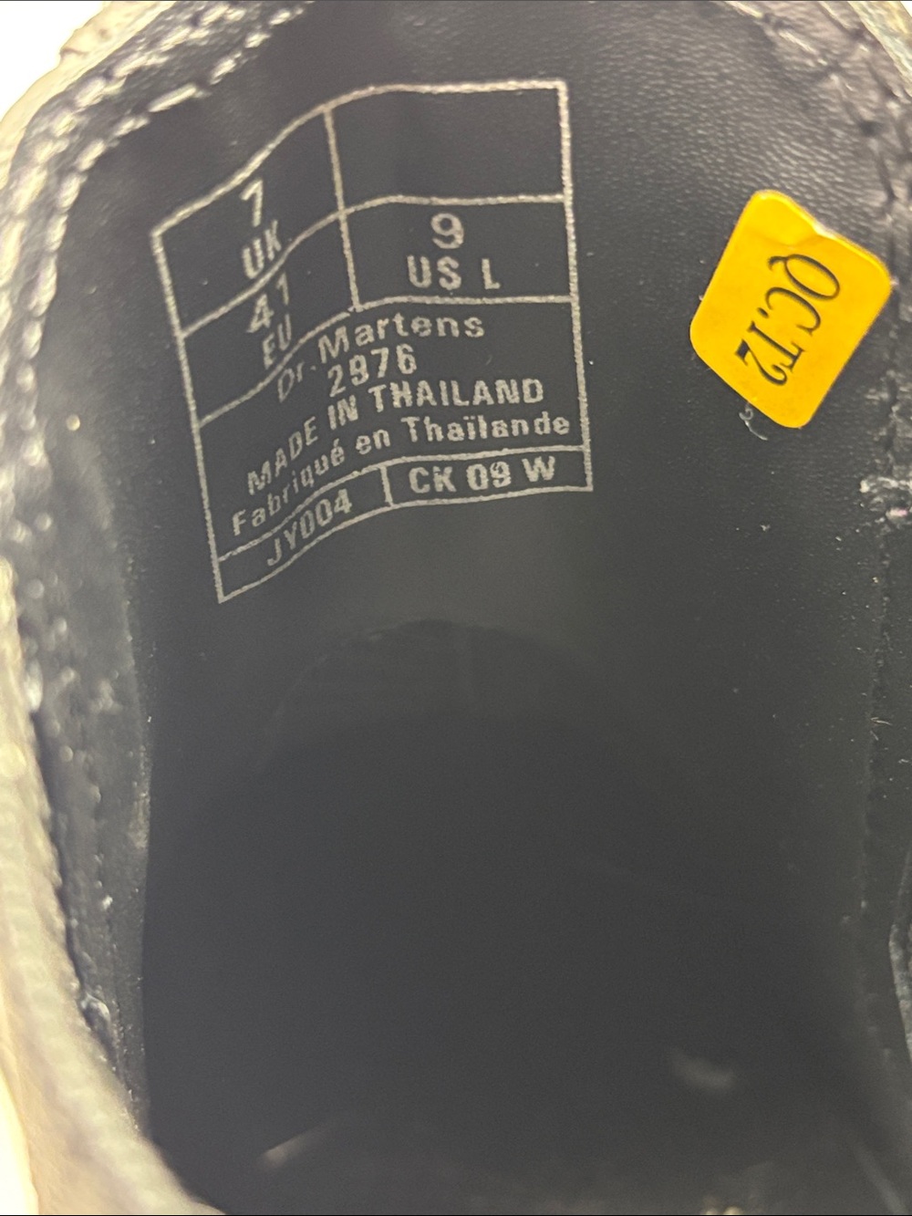 Dr. Martens Black Leather Chelsea Boots with Yellow Accents, SZ 9 - Picture 7 of 7